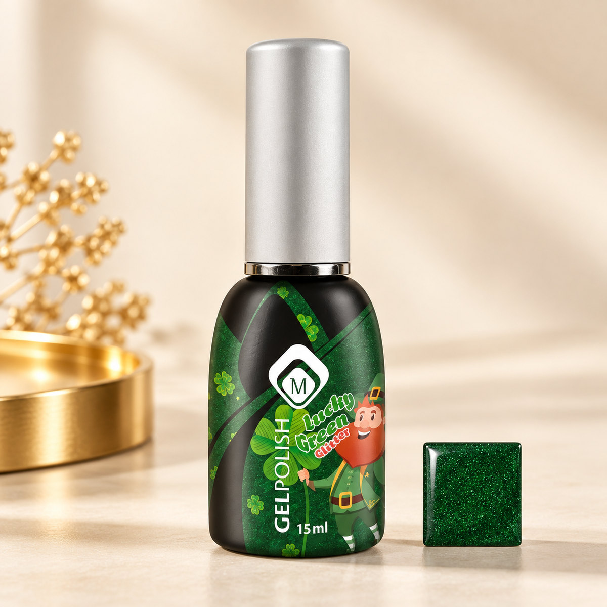 Productfoto met kleurstaal — GP Lucky Green Glitter